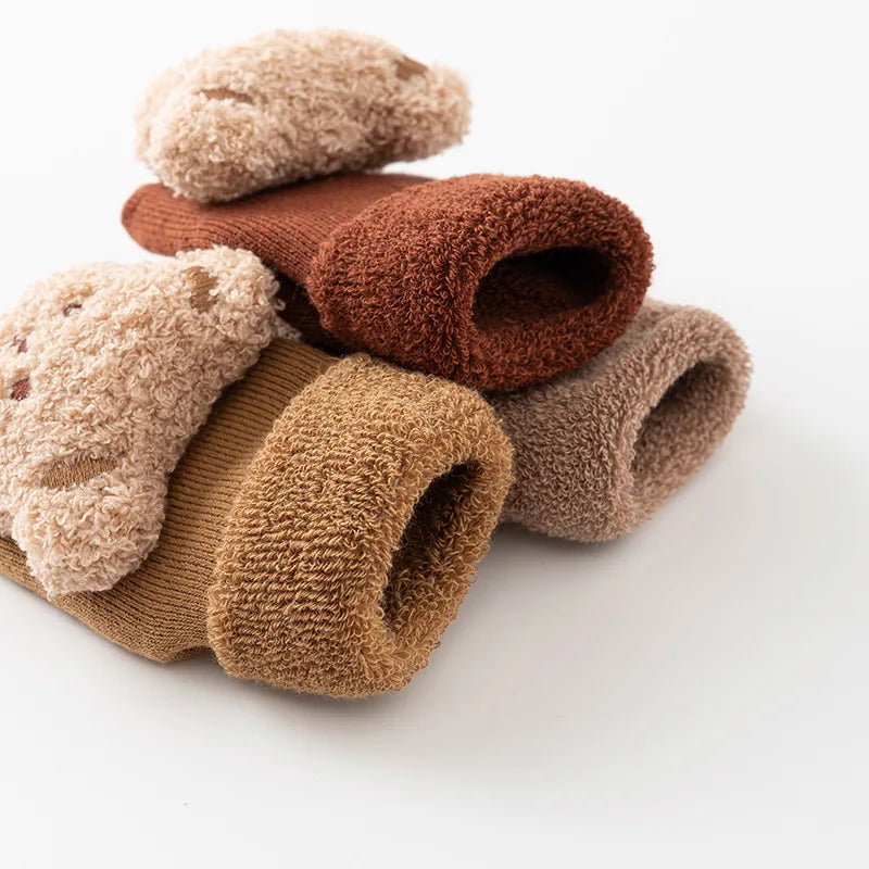 Chaussons Bébé Antidérapants Nounours – Unisexe 0-3 ans