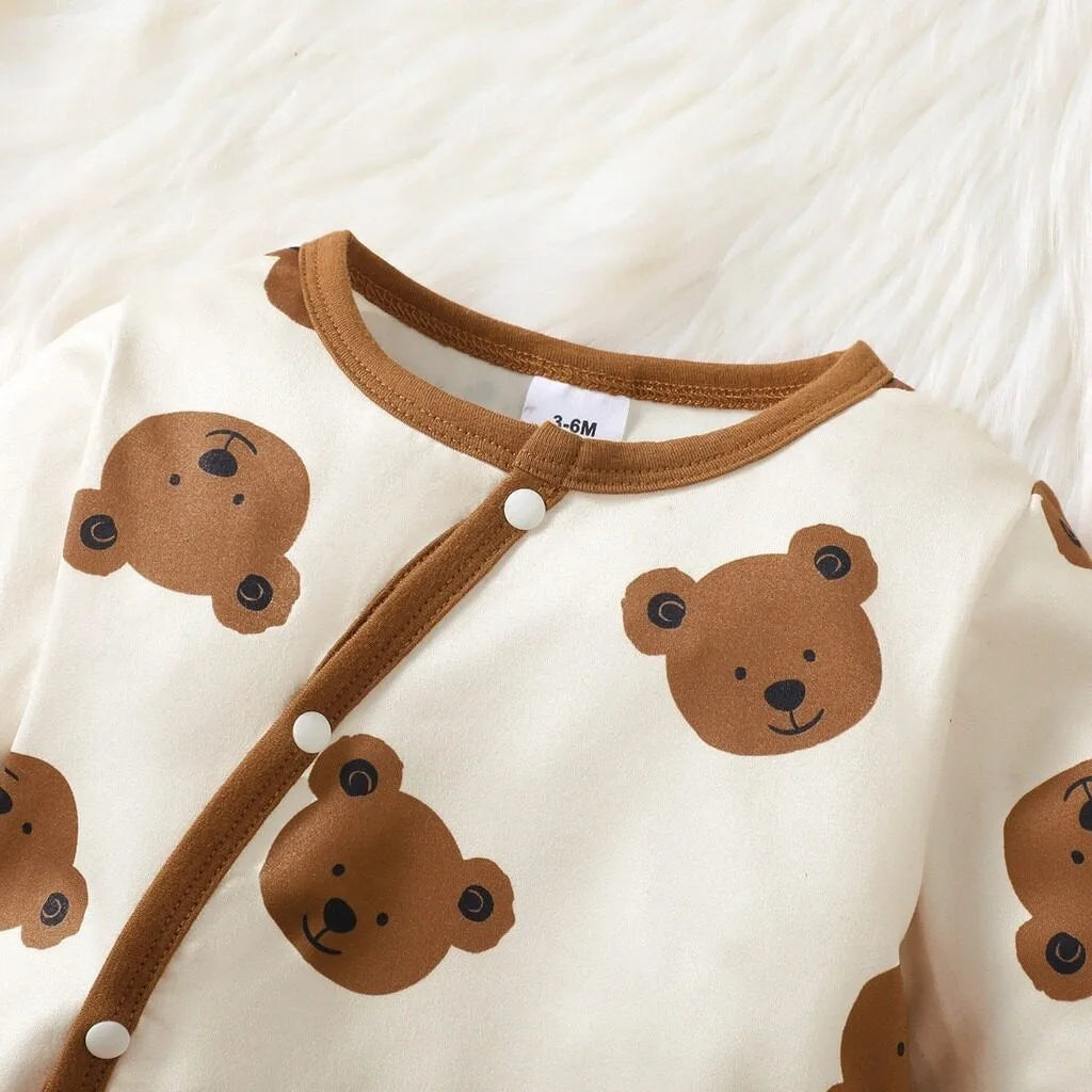 Barboteuse Nounours + Bonnet – Bébé Unisexe 0-18 mois
