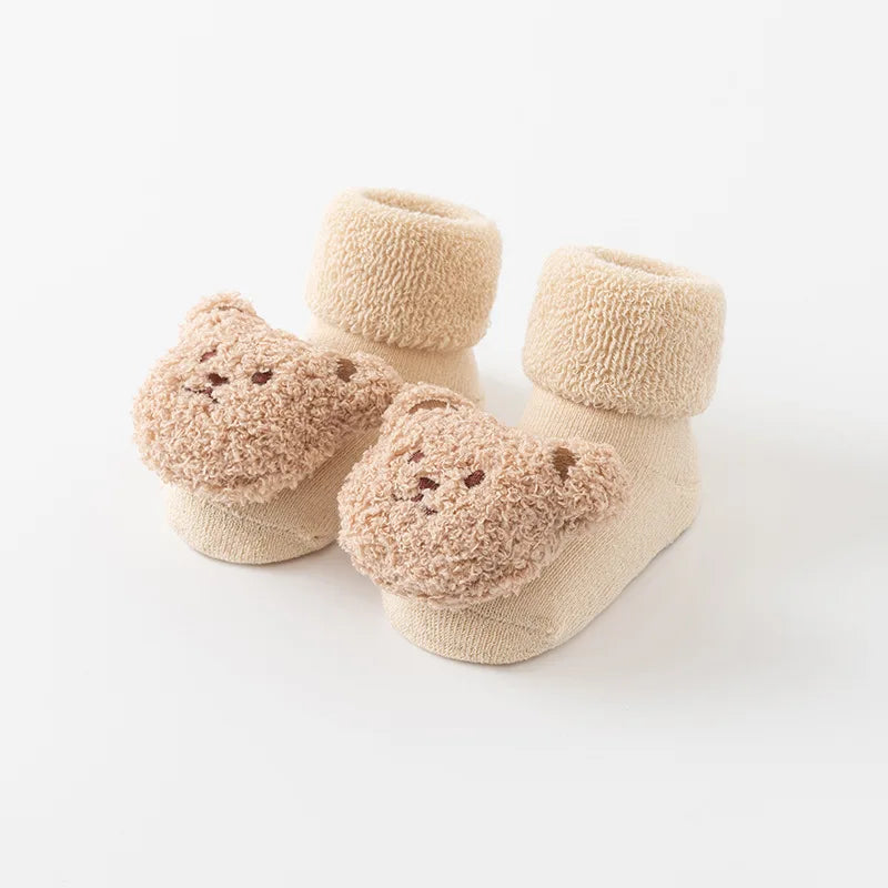 Chaussons Bébé Antidérapants Nounours – Unisexe 0-3 ans