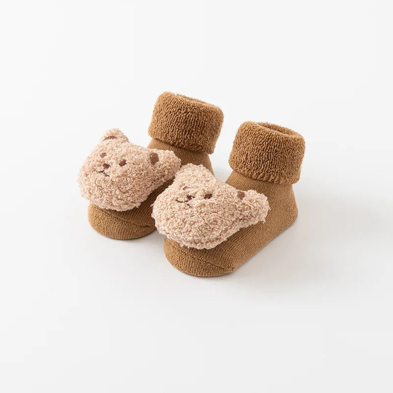 Chaussons Bébé Antidérapants Nounours – Unisexe 0-3 ans