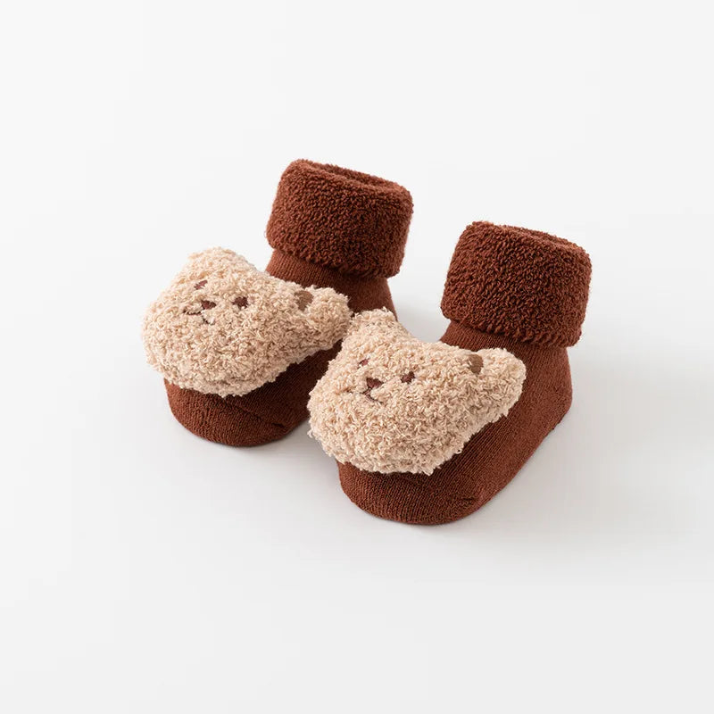 Chaussons Bébé Antidérapants Nounours – Unisexe 0-3 ans